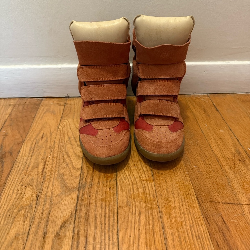 Isabel Marant Red Suede High-Top Sneakers